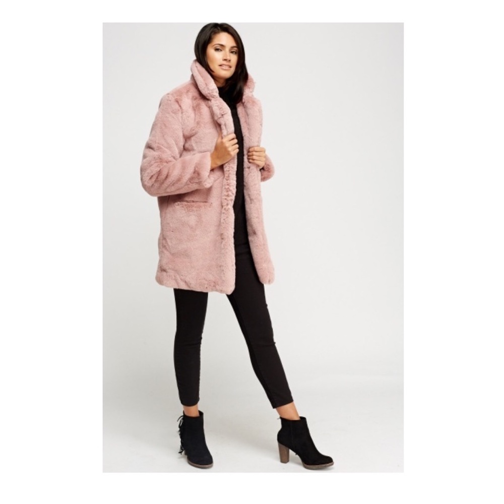 Lucky Brand Dusty Pink Faux Fur Coat
